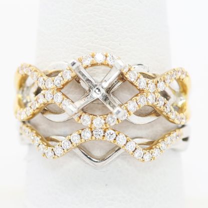 Picture of 14k Two Tone Gold Diamond Semi-Mount Bridal Set