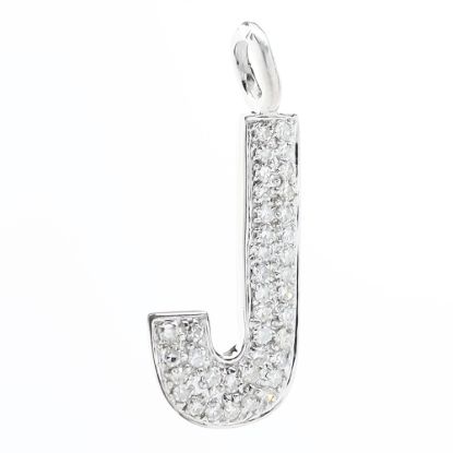 Picture of 14k White Gold Pavé Set Diamond 'J' Initial Pendant/Charm