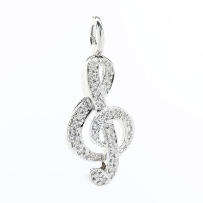 Picture of 14k White Gold Pavé Set Diamond Treble Cleft Pendant/Charm