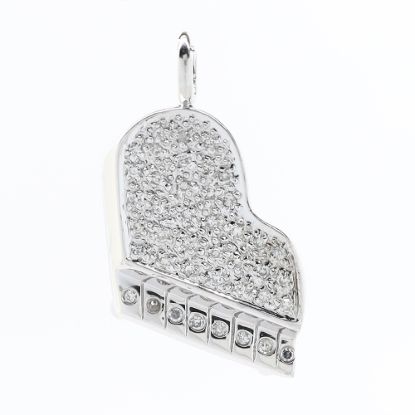 Picture of 14k White Gold Pavé Set Diamond Piano Pendant/Charm