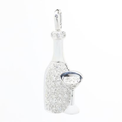 Picture of 14k White Gold Diamond Pavé Set Champagne Pendant/Charm