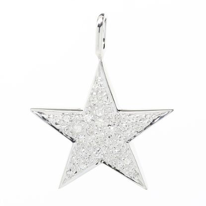 Picture of 14k White Gold Brilliant Pavé Set Diamond Star Pendant/Charm