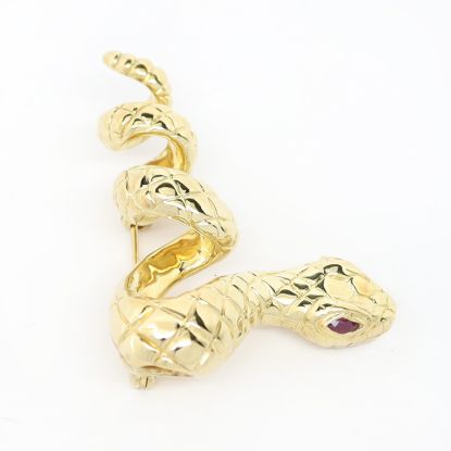 Picture of 14k Yellow Gold Ruby Snake Brooch
