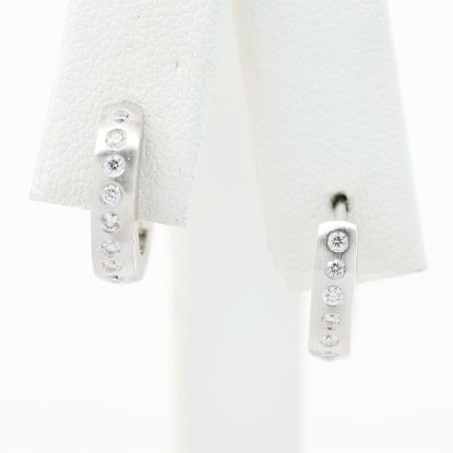 Picture of 14k White Gold Diamond Hoop Earrings