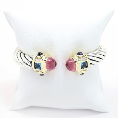 Picture of David Yurman Sterling Silver & 14k Yellow Gold Tourmaline, Topaz, & Amethyst  Renaissance Bracelet
