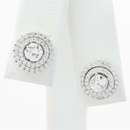 Picture of 18k White Gold Round Brilliant Diamond Halo Earring Studs