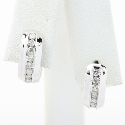 Picture of 14k White Gold Diamond Hoop Earrings