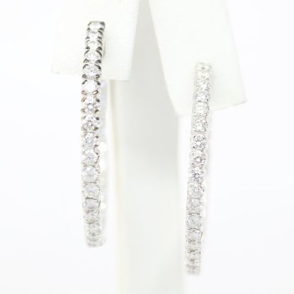 Picture of 14k White Gold Diamond Hoop Earrings