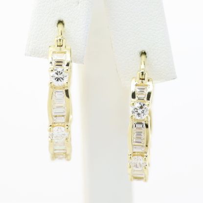 Picture of 14k Yellow Gold Diamond Hoop Earrings