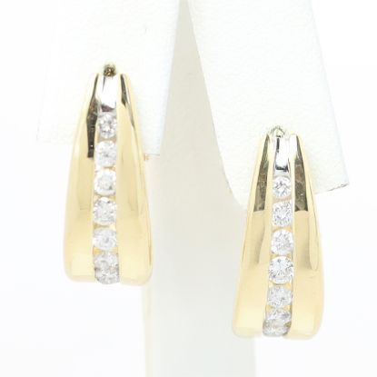 Picture of 14k Yellow Gold Half Hoop Diamond Earrings