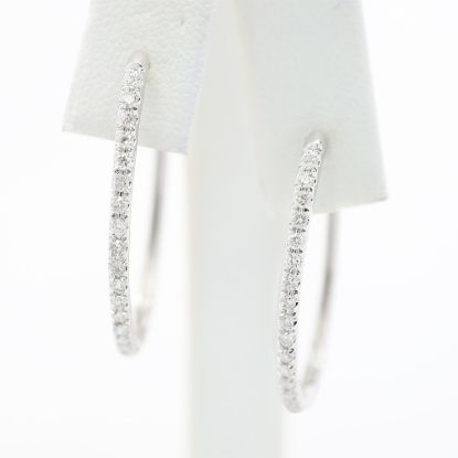 Picture of 14k White Gold Diamond Hoop Earrings