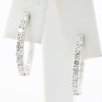 Picture of 14k White Gold Diamond Hoop Earrings