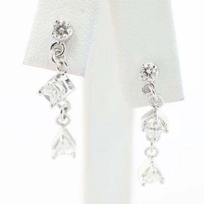 Picture of 14k White Gold Dangling Diamond Earrings