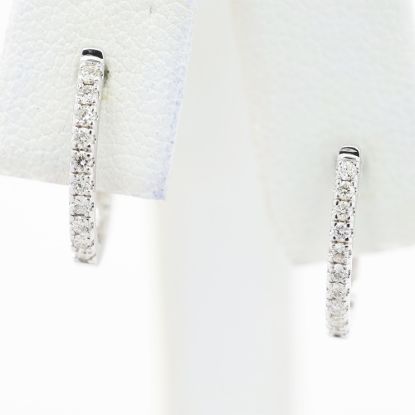 Picture of 14k White Gold Diamond Hoop Earrings