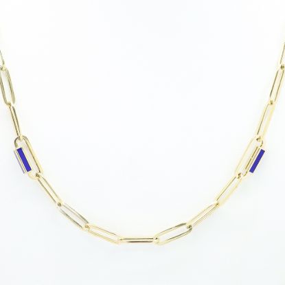 Picture of 14k Yellow Gold Enamel Paperclip Chain