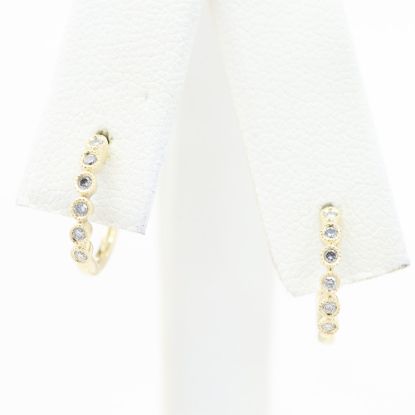 Picture of 14k Yellow Gold Diamond Mini Hoop Earrings