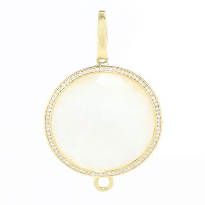 Picture of 18k Yellow Gold Round Briolette Mother of Pearl & Diamond Pendant