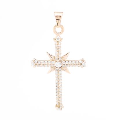 Picture of 14k Rose Gold Diamond Cross Pendant