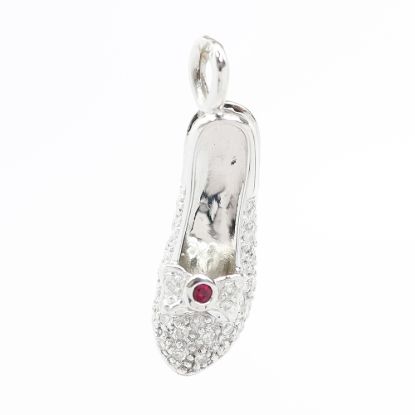 Picture of 14k White Gold Pavé Set Diamond & Ruby Shoe Pendant/Charm