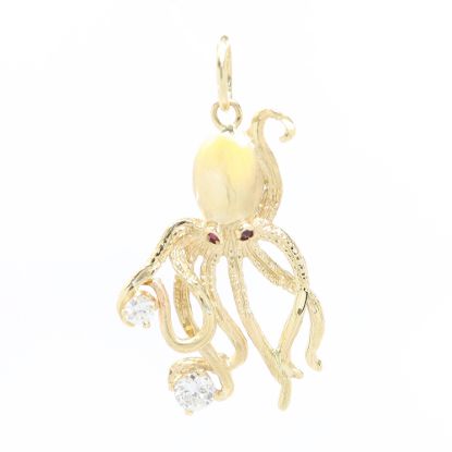 Picture of 14k Yellow Gold Diamond & Ruby Octopus Pendant