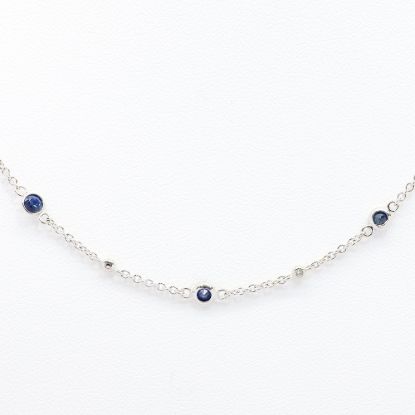 Picture of 14k White Gold Sapphire & Diamond Station Necklace
