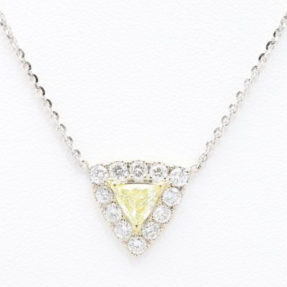 Picture of 18k White Gold Triangle Diamond Halo Necklace