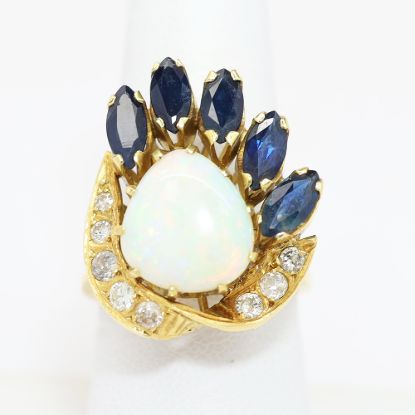 Picture of 18k Yellow Gold Opal, Sapphire & Diamond Ring