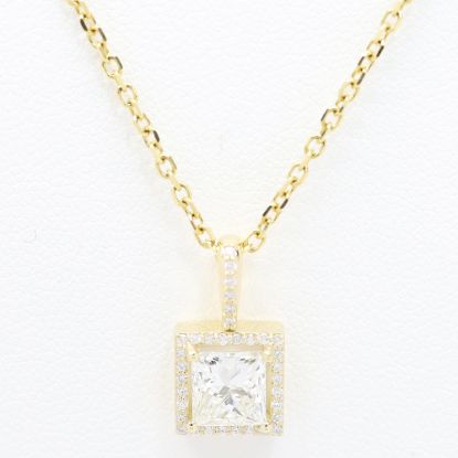 Picture of 14k Yellow Gold Brilliant Square Diamond Halo Pendant