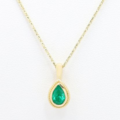 Picture of 14k Yellow Gold Pear Cut Emerald Pendant