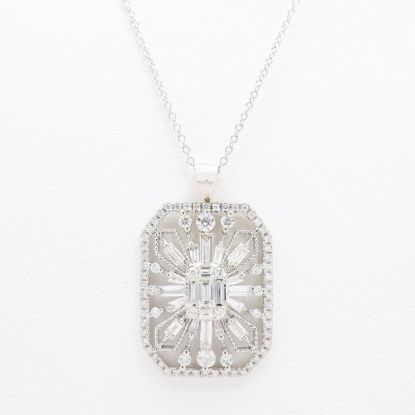 Picture of 14k White Gold Brilliant Diamond Rectangular Pendant