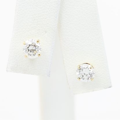 Picture of 14k Yellow Gold Diamond Solitaire Earring Studs