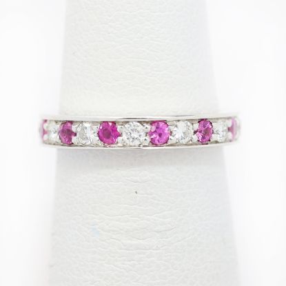 Picture of 14k White Gold Diamond & Ruby Band