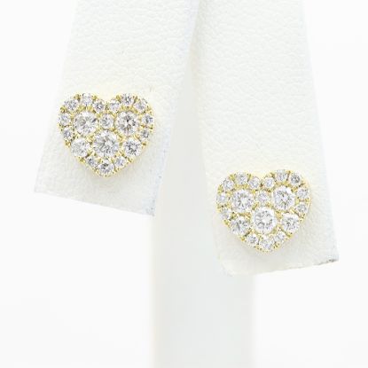 Picture of 18k Yellow Gold Pavé Set Diamond Heart Stud Earrings