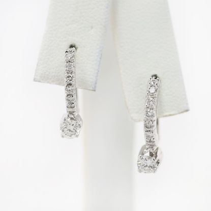 Picture of 14k White Gold Diamond Half Hoop Earrings