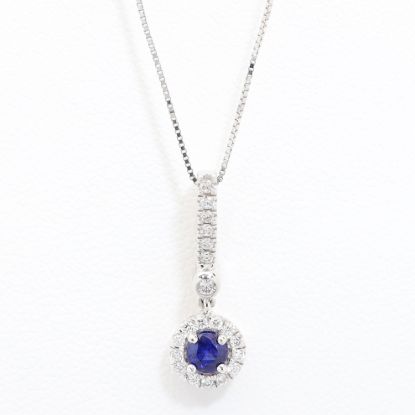Picture of Sapphire pendant with diamond halo, 14k white gold