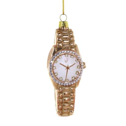 Picture of New Men's Gold Luxury Watch Blown Glass Ornament