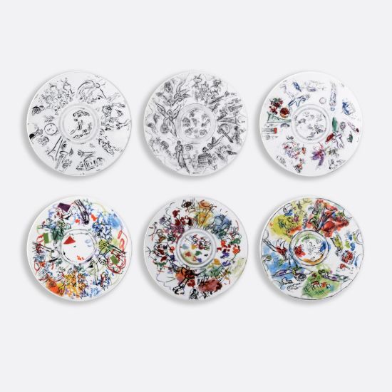 Picture of New Set of 6 Coupe Salad Plates 8.3", Opéra Garnier Ceiling (1963)