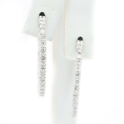 Picture of 14k White Gold Diamond Hoop Earrings