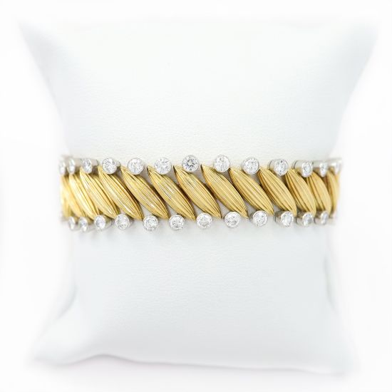 Picture of Vintage Van Cleef & Arpels 18k Yellow Gold & Platinum Diamond Bracelet