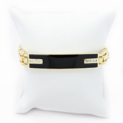 Picture of 14k Yellow Gold Onyx & Diamond Bar Bracelet