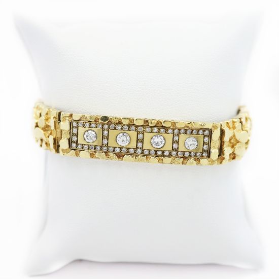Picture of 14k Yellow Gold Diamond Nugget Bracelet