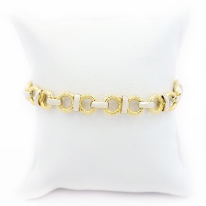 Picture of 14k Two Tone Gold Round Link Bracelet