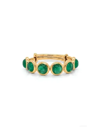 Picture of 18k Yellow Gold Round Emerald Adjustable Ring