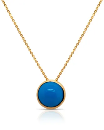 Picture of 18k Yellow Gold Round Turquoise Pendant