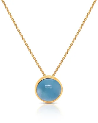Picture of 18k Yellow Gold Round Aquamarine Pendant