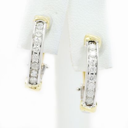 Picture of 14k Two Tone Gold Diamond Half Hoop Earrings