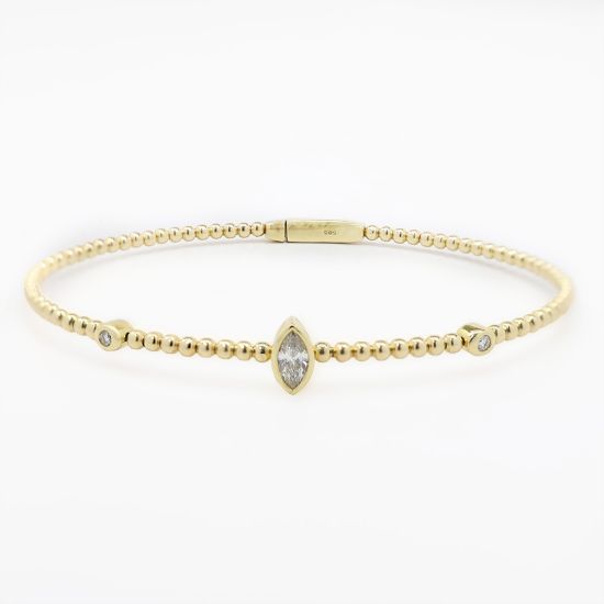 Picture of 14k Yellow Gold Diamond Flexible Bangle Bracelet