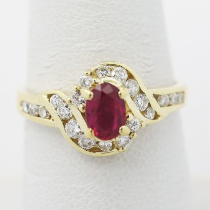 Picture of 14k Yellow Gold Ruby & Diamond Ring