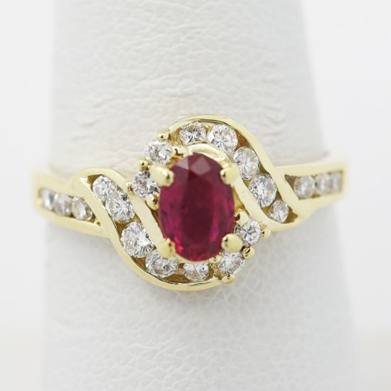 Picture of 14k Yellow Gold Ruby & Diamond Ring