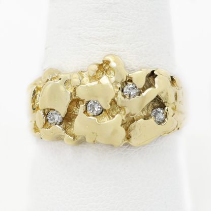 Picture of 14k Yellow Gold Diamond Nugget Ring